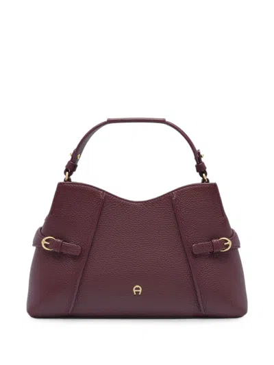 Aigner Medium Cavallo Buckle-detail Leather Tote Bag In Burgundy