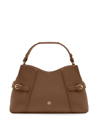 Aigner Medium Cavallo Leather Shoulder Bag In Brown