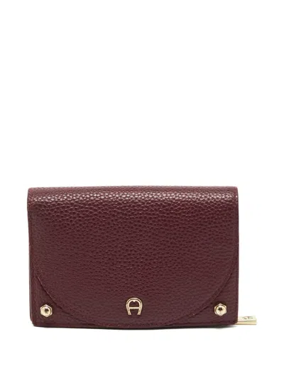 Pre-owned Aigner Medium Diadora Leather Wallet In Red