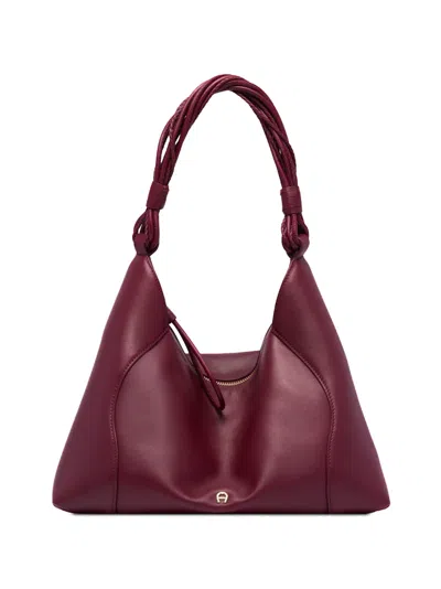 Aigner Medium Giara Braided-handle Shoulder Bag In Red