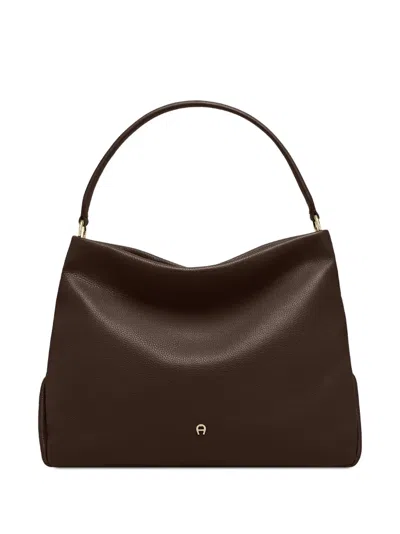Aigner Medium Paola Leather Shoulder Bag In Brown
