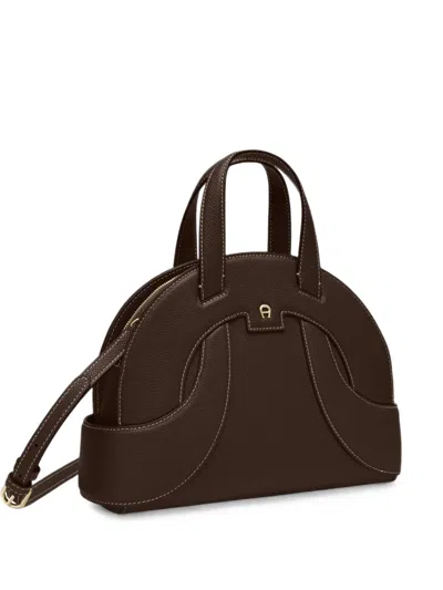 Aigner Medium Sellina Leather Shoulder Bag In Brown
