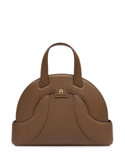 Aigner Medium Sellina Logo-plaque Tote Bag In Brown