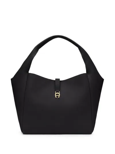 Aigner Medium Zaira Logo-plaque Tote Bag In Black