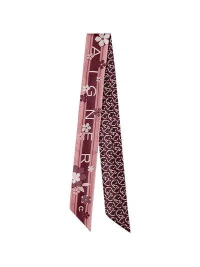 Aigner Monogram Floral-print Scarf In Pink