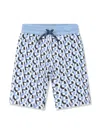 Aigner Monogram-pattern Cotton Track Shorts In Blue
