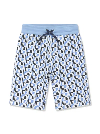 Aigner Babies' Monogram-pattern Cotton Track Shorts In Blue