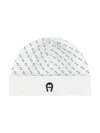 Aigner Monogram-print Beanie In Blue