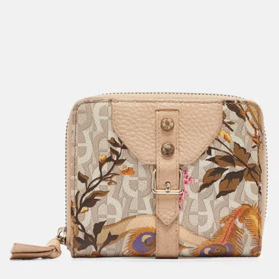 Pre-owned Aigner Multicolor Floral Print Coated Canvas And Leather Zip Compact Leather