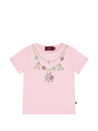 Aigner Babies' Necklace Graphic-print T-shirt In Pink