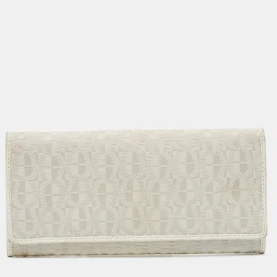 Aigner Off White Monogram Canvas And Leather Flap Continental Wallet