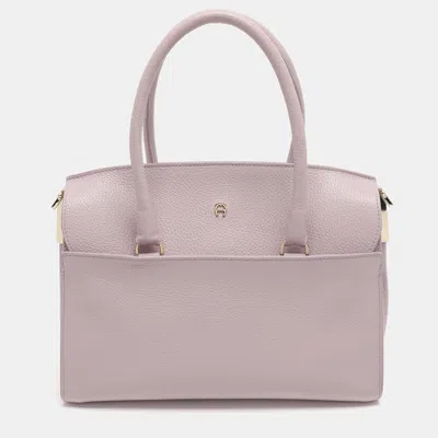 Pre-owned Aigner Pale Mauve Leather Satchel In Purple