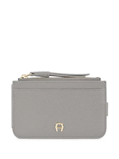 Aigner Paola Logo-plaque Cardholder In Grey