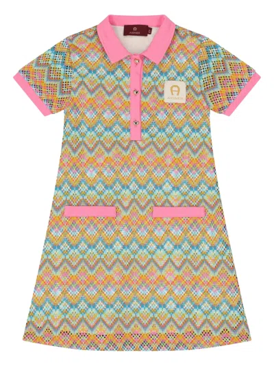 Aigner Kids' Patterned Polo-collar Dress