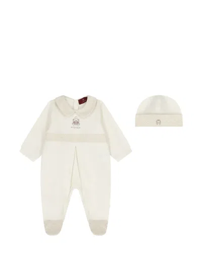 Aigner Patterned-trim Babygrow Set (set Of Two) In Neutral