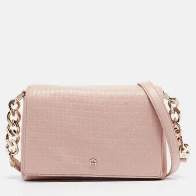 Pre-owned Aigner Pink Leather Flap Crossbody Bag