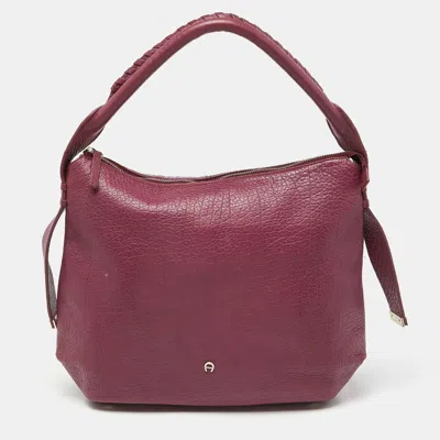 Aigner Pink Leather Hobos In Purple