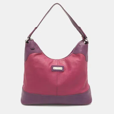 Pre-owned Aigner Pink/purple Lizard Embossed Leather Hobo