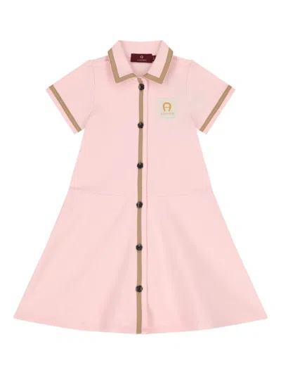Aigner Kids' Polo-collar Buttoned Dress In Pink