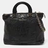AIGNER PRINTED LEATHER STUDDED TOP ZIP TOTE