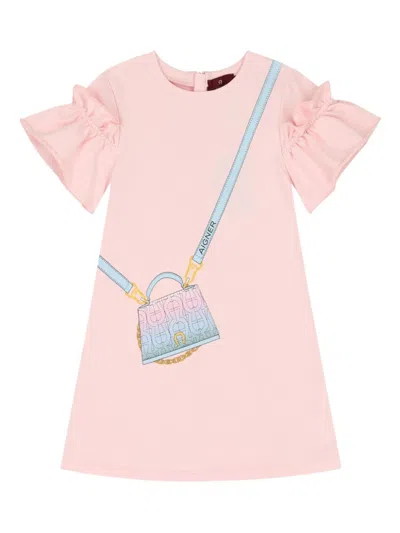 Aigner Kids' Printed Ruffled Dress In Pink