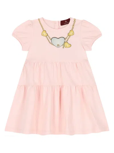 Aigner Babies' Printed Tiered Dress In Pink