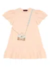 Aigner Puff-sleeve Bag-print Dress In Pink