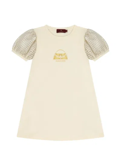 Aigner Kids' Puff-sleeve Dress In Neutral