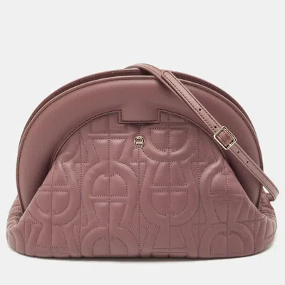 Pre-owned Aigner Purple Leather Medium Logo Pochette