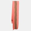 Aigner Red Monogram Stripe Cotton Stole In Pink
