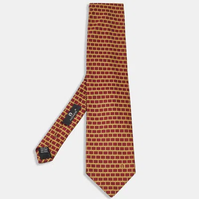 Pre-owned Aigner Red/yellow Jacquard Silk Tie