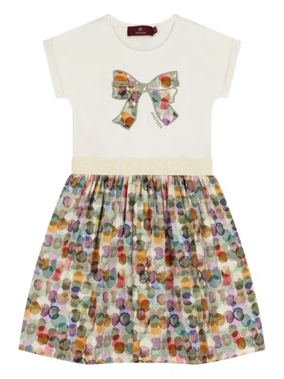 Aigner Kids' Ribbon-bow Print Dress In Multi