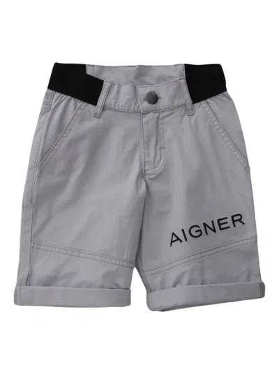 Aigner Kids' Rolled-cuff Utility Shorts In Gray