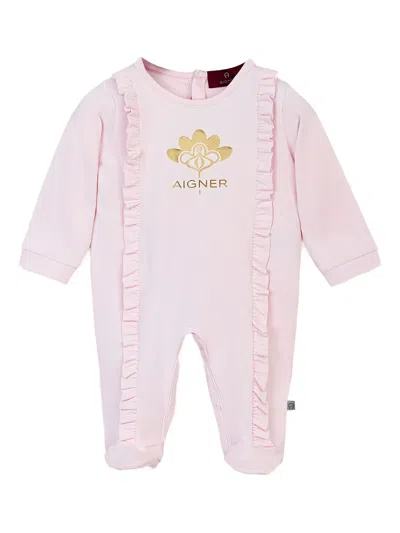 Aigner Babies' Ruffled Cotton Pyjama In Pink