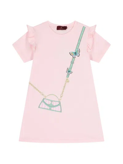 Aigner Kids' Ruffled Graphic Dress In Pink