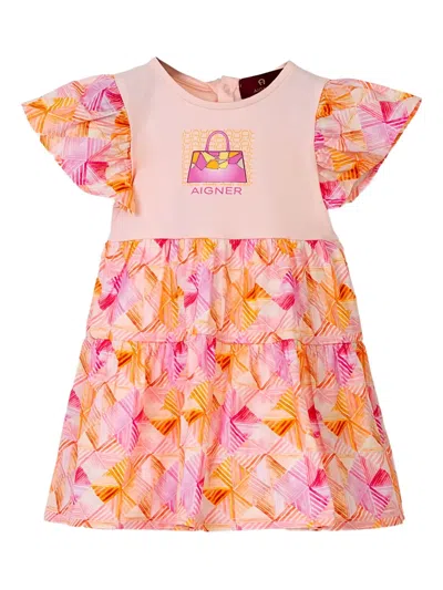 Aigner Babies' Ruffled Graphic-print Dress In Pink