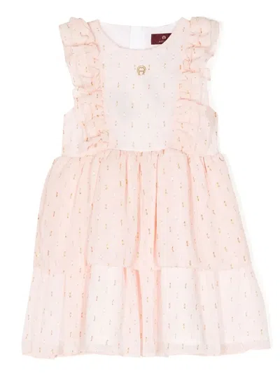 Aigner Kids' Ruffled Sleeveless Dress In Pink
