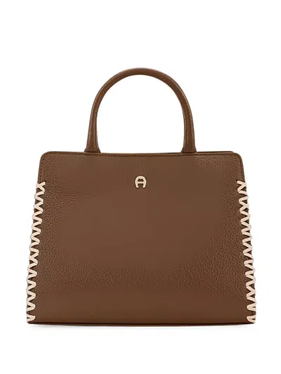 Aigner S Cybill Whipstitch-trim Tote Bag In Brown