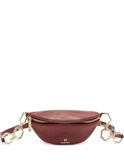 Pre-owned Aigner Serena Leather Belt Bag In Red