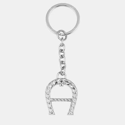 Pre-owned Aigner Silver Shiny Silver Fashion Keyring A-logo Silver Coloured