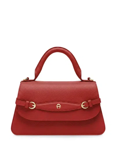 Aigner Small Cavallo Logo-plaque Tote Bag In Red
