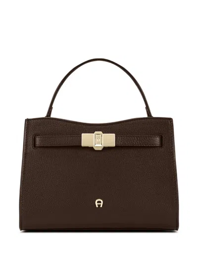 Aigner Small Farah Leather Tote Bag In Brown