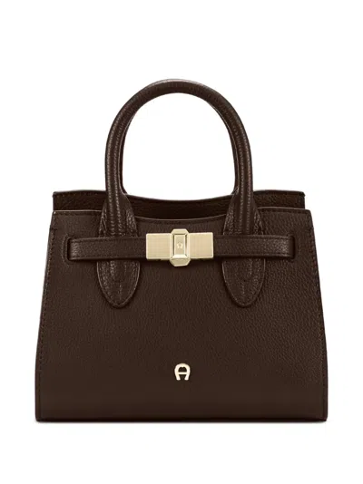 Aigner Small Farah Leather Tote Bag In Brown
