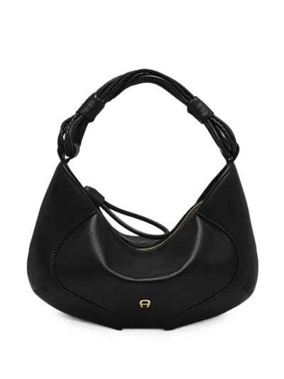 Aigner Small Giara Braided-handle Leather Tote Bag In Black