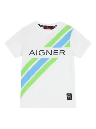 Aigner Kids' Stripe-detail T-shirt In White