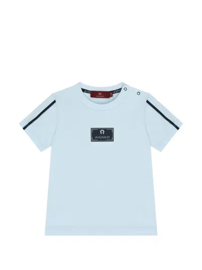 Aigner Babies' Stripe Logo T-shirt In Blue