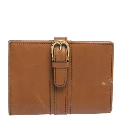 Aigner Tan Leather Compact Wallet In Multi
