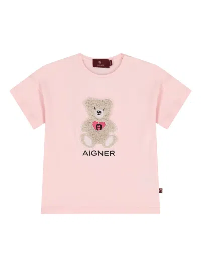 Aigner Babies' Teddy Bear-appliqué Logo T-shirt In Pink
