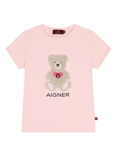 Aigner Kids' Teddy-bear Logo T-shirt In Pink