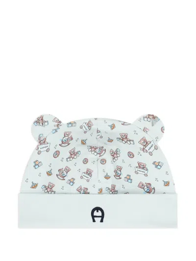 Aigner Babies' Teddy-bear-pattern Beanie Hat In Blue
